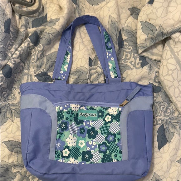 Jansport Blue and Green Tote Bag with Floral Design - Picture 1 of 1